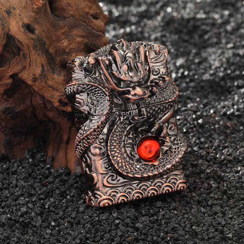 Retro Carved Dragon Design Refillable Kerosene Lighter - Image 10