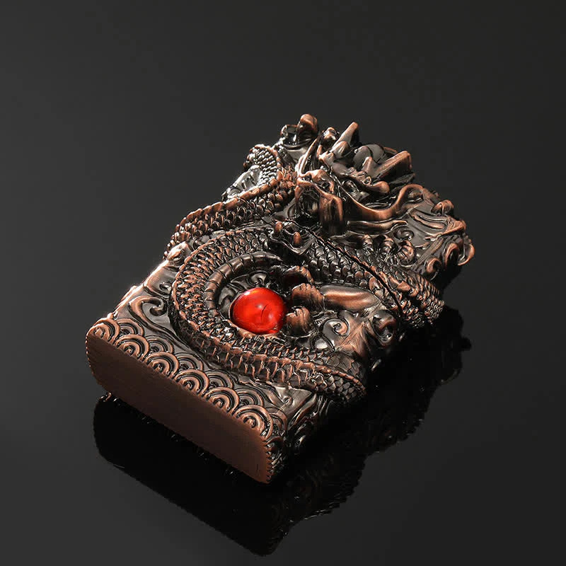 Retro Carved Dragon Design Refillable Kerosene Lighter - Image 11