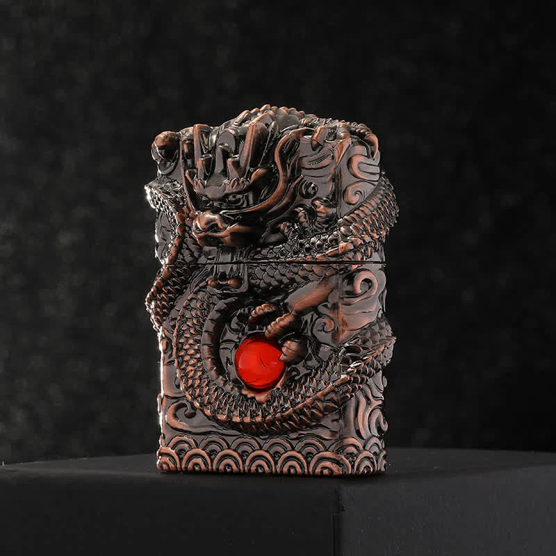 Retro Carved Dragon Design Refillable Kerosene Lighter - Image 12