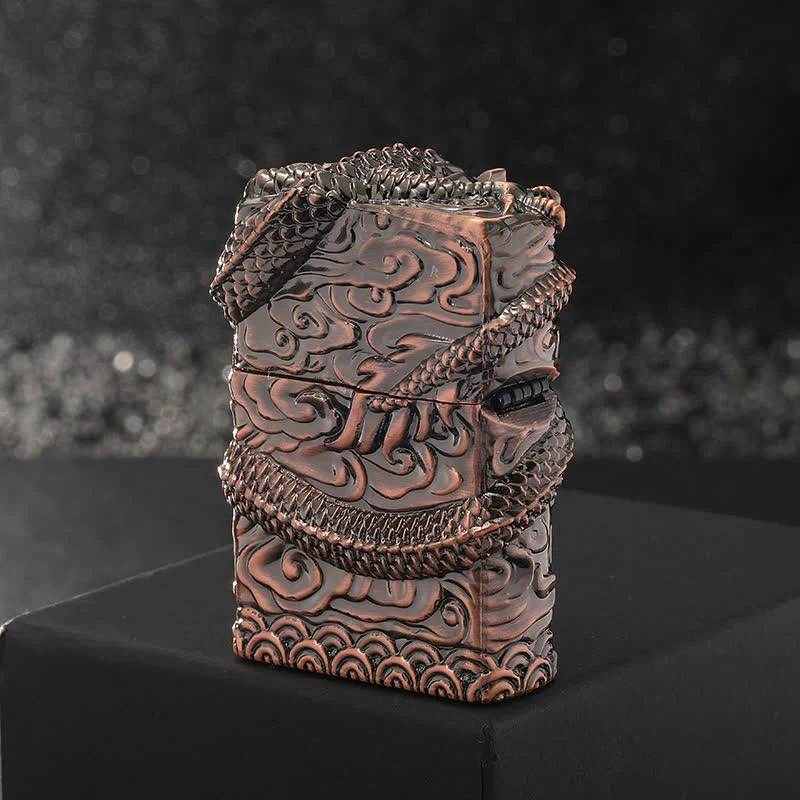 Retro Carved Dragon Design Refillable Kerosene Lighter - Image 13