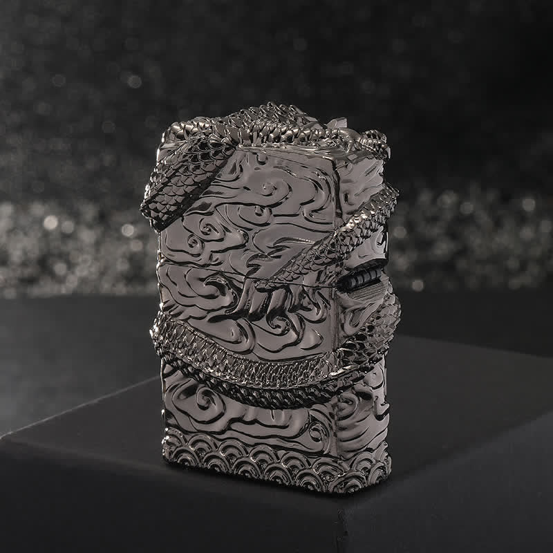 Retro Carved Dragon Design Refillable Kerosene Lighter - Image 17