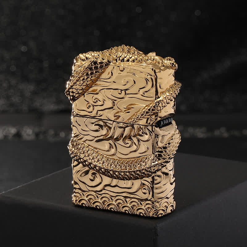 Retro Carved Dragon Design Refillable Kerosene Lighter - Image 5