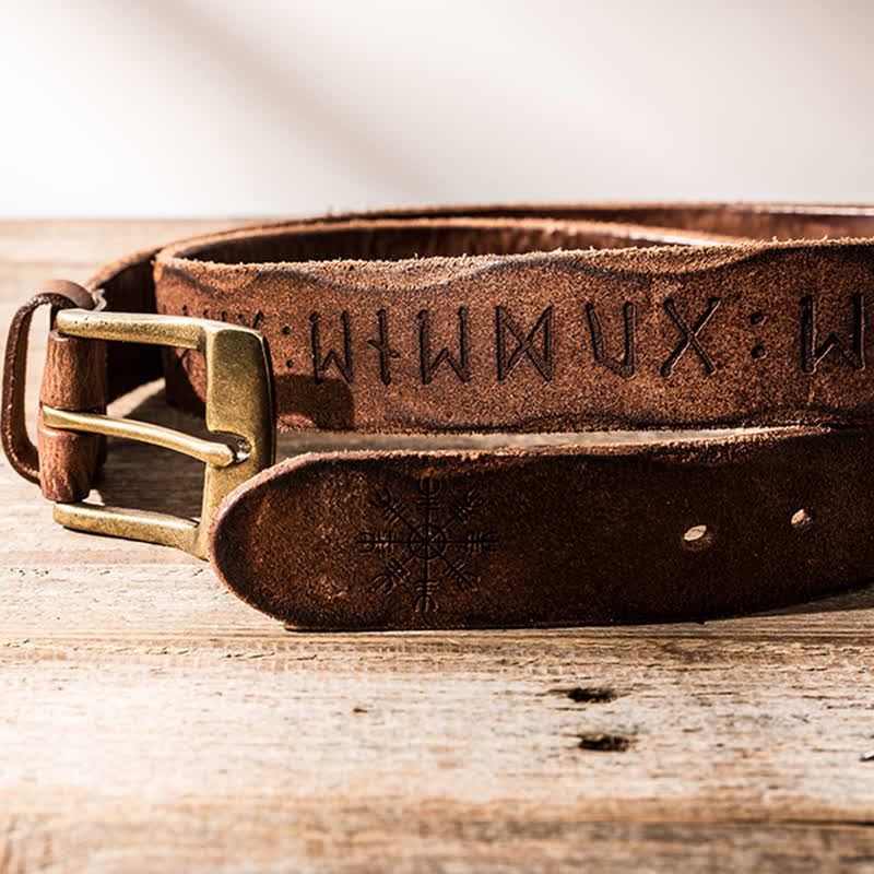 Retro Carved Letter Casual Workwear Leather Belt - Image 11