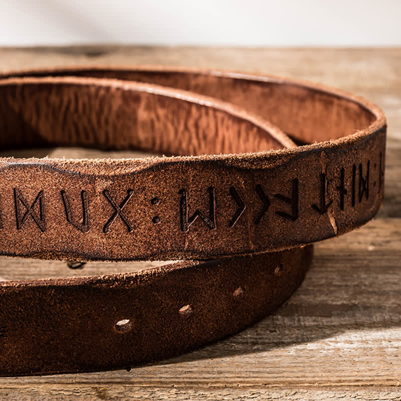 Retro Carved Letter Casual Workwear Leather Belt - Image 12