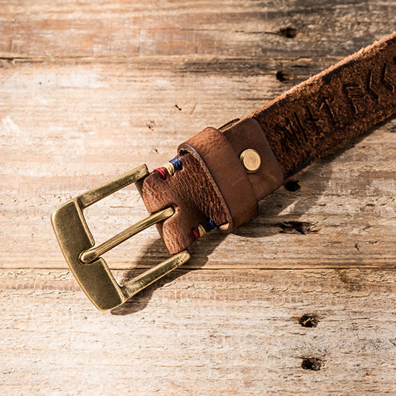 Retro Carved Letter Casual Workwear Leather Belt - Image 13