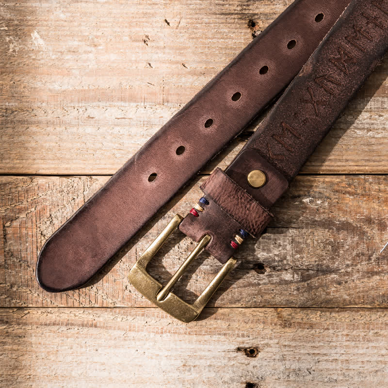 Retro Carved Letter Casual Workwear Leather Belt - Image 14