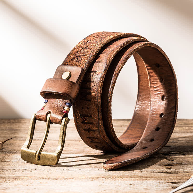 Retro Carved Letter Casual Workwear Leather Belt - Image 4
