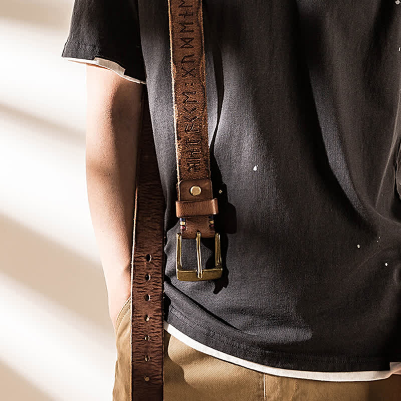 Retro Carved Letter Casual Workwear Leather Belt - Image 6