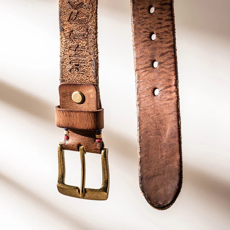 Retro Carved Letter Casual Workwear Leather Belt - Image 8