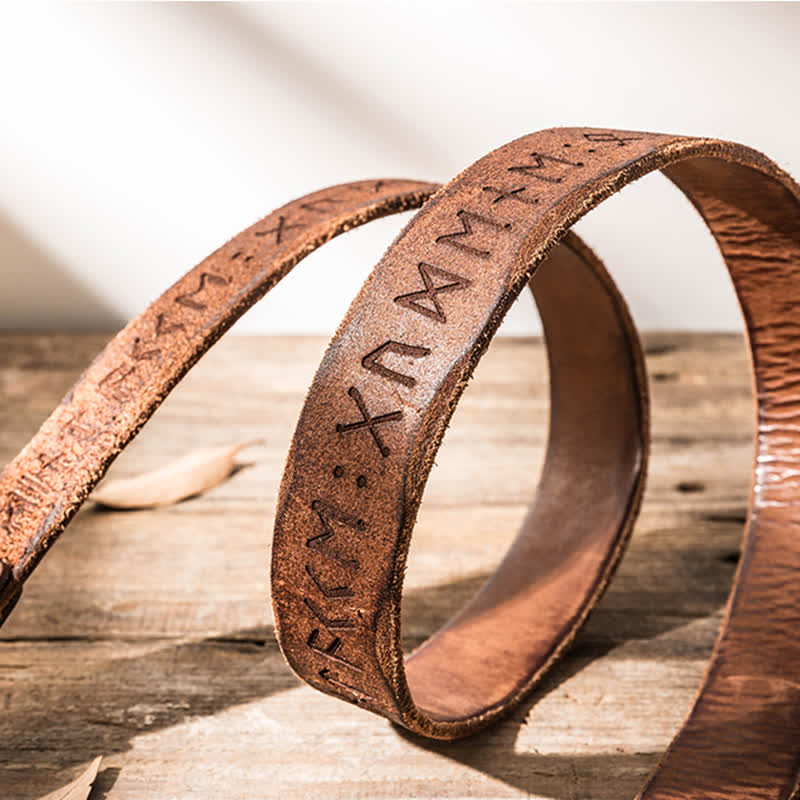 Retro Carved Letter Casual Workwear Leather Belt - Image 9