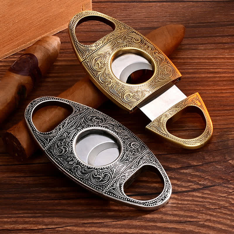 Retro Carved Lighter Set & Cigar Cutter - Image 12