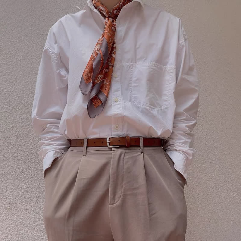 Retro Cashew Flower Square Scarf with Scarf Buckle - Image 10