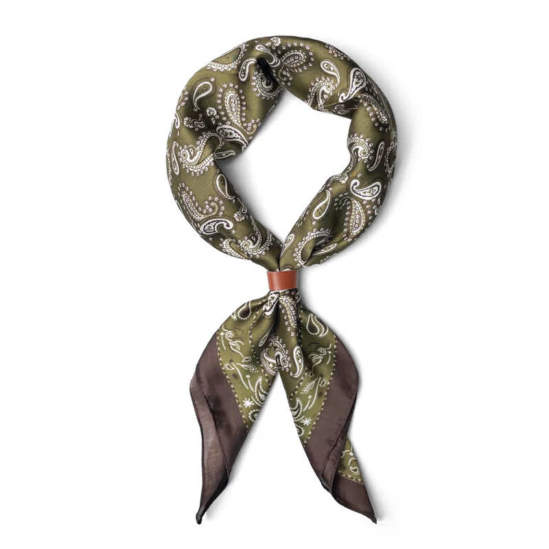 Retro Cashew Flower Square Scarf with Scarf Buckle - Image 2