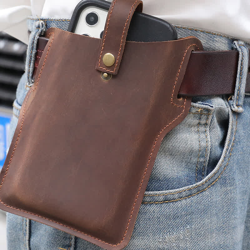 Retro Cell Phone Convenient Carry Leather Belt Bag - Image 10