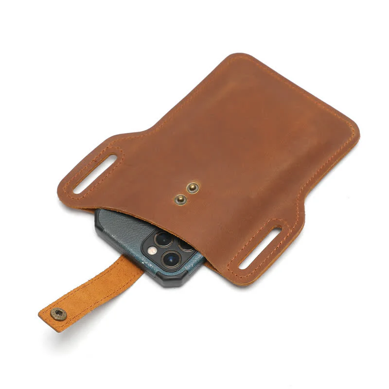 Retro Cell Phone Convenient Carry Leather Belt Bag - Image 4