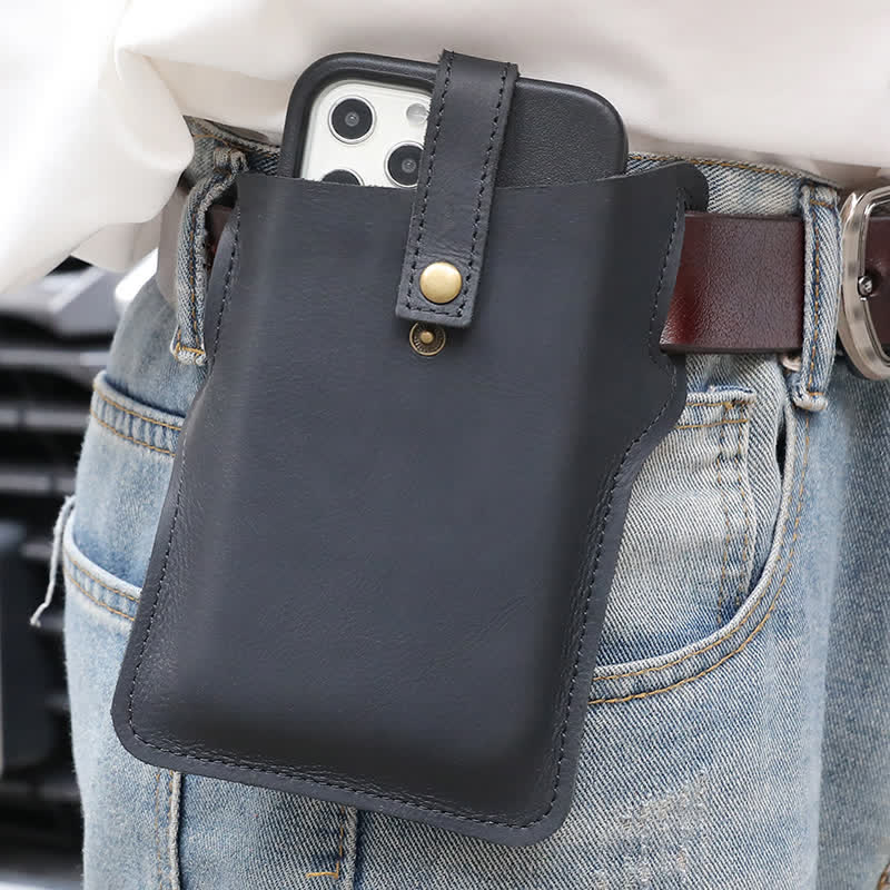 Retro Cell Phone Convenient Carry Leather Belt Bag - Image 5