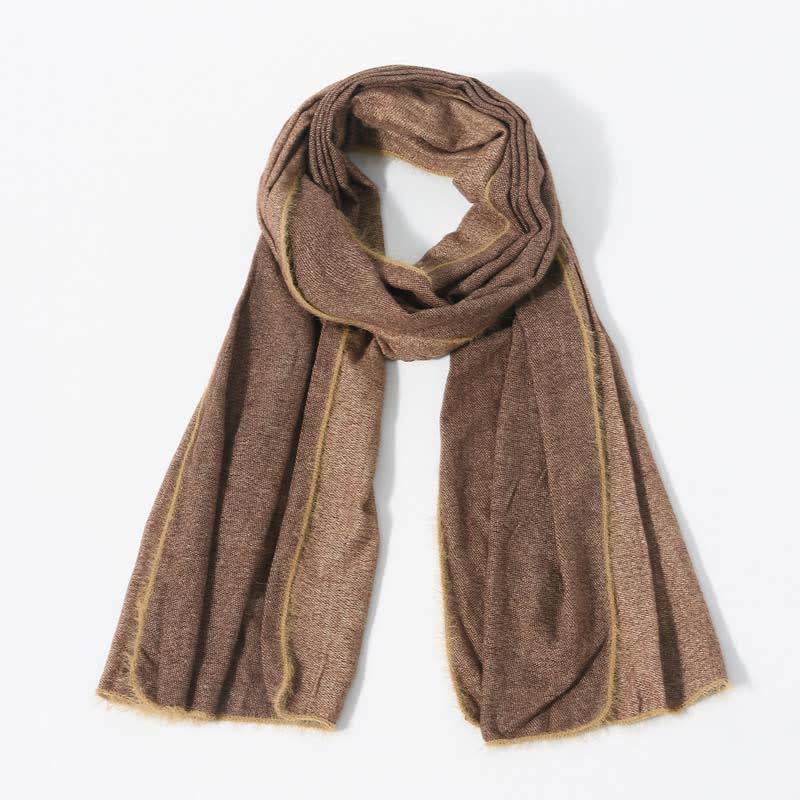 Retro & Chic Solid Color Scarf With Furry Trim - Image 12