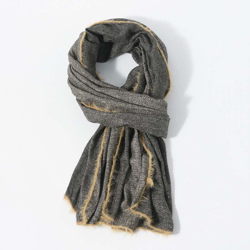 Retro & Chic Solid Color Scarf With Furry Trim - Image 2