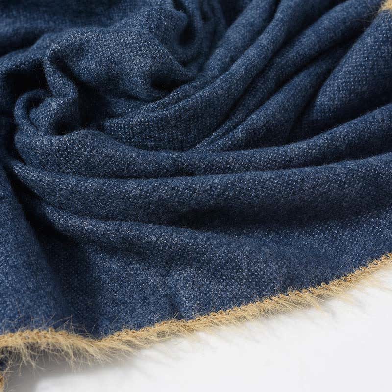 Retro & Chic Solid Color Scarf With Furry Trim - Image 8