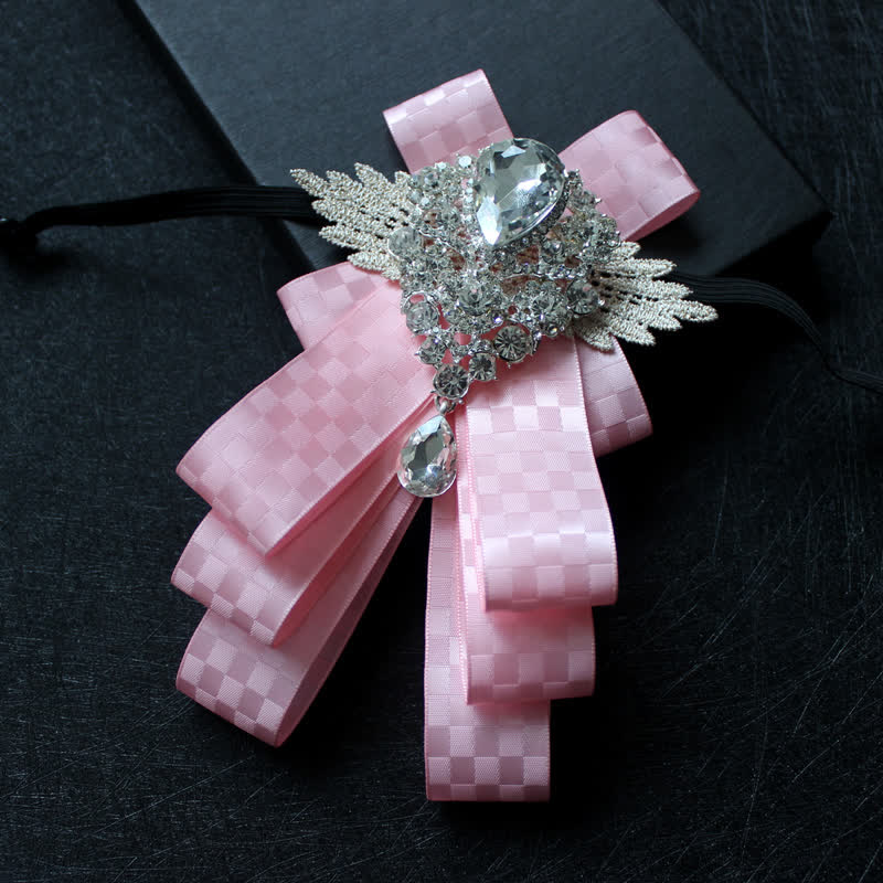 Retro Crystal Rhinestone Dangle Ribbon Bow Tie - Image 17