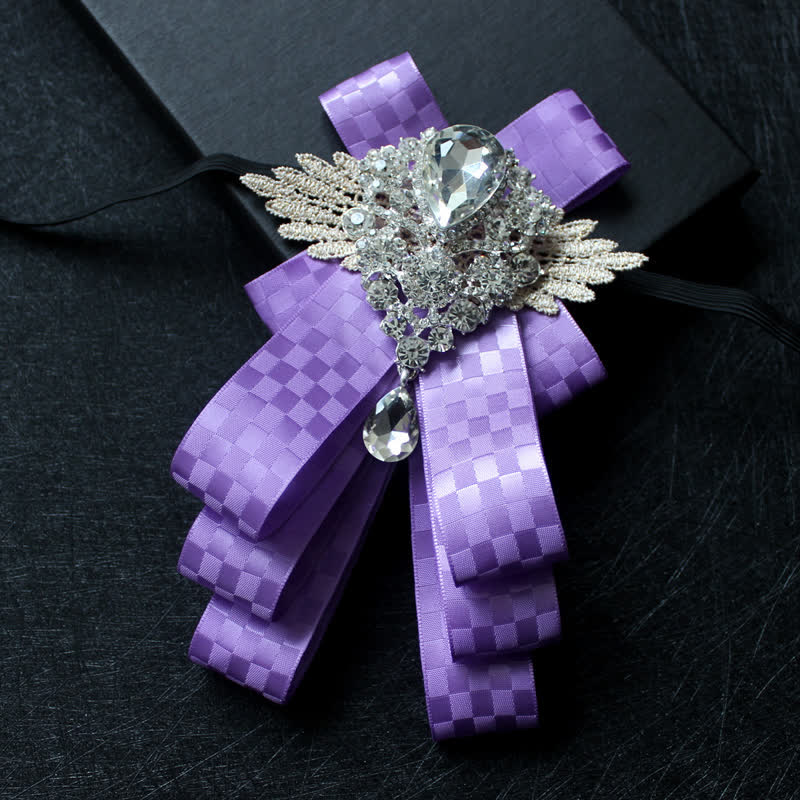 Retro Crystal Rhinestone Dangle Ribbon Bow Tie - Image 18