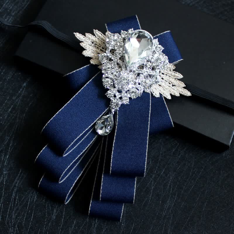 Retro Crystal Rhinestone Dangle Ribbon Bow Tie - Image 21