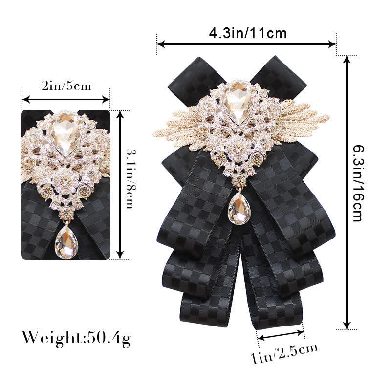 Retro Crystal Rhinestone Dangle Ribbon Bow Tie - Image 3