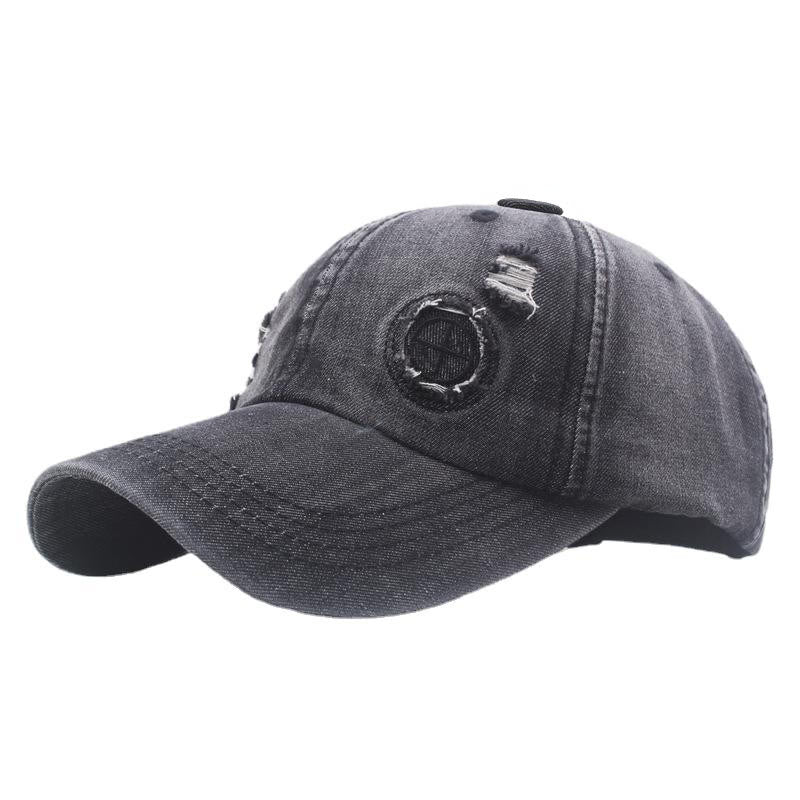 Retro Distressed Denim Ripped Detail Baseball Cap - Image 2