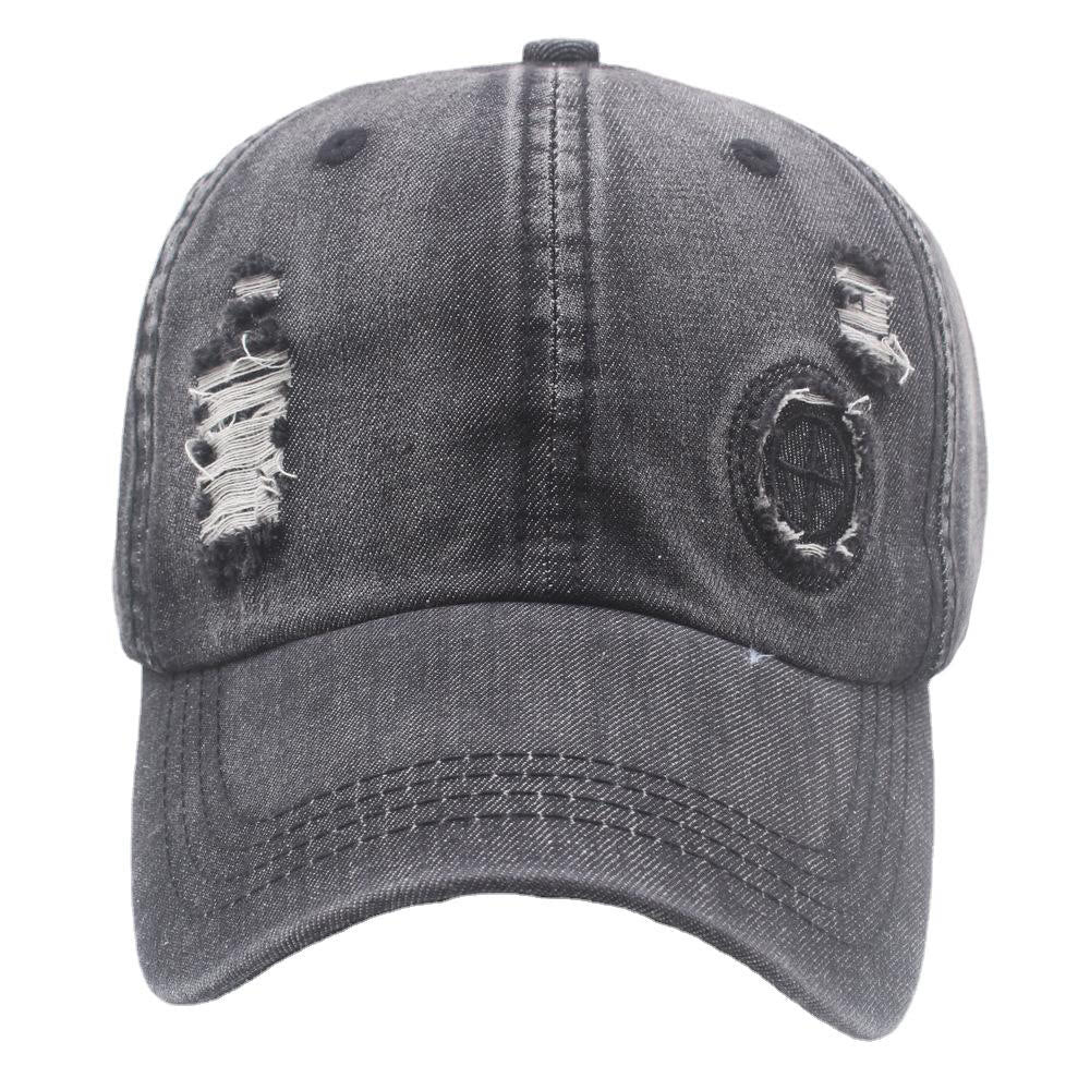 Retro Distressed Denim Ripped Detail Baseball Cap - Image 3