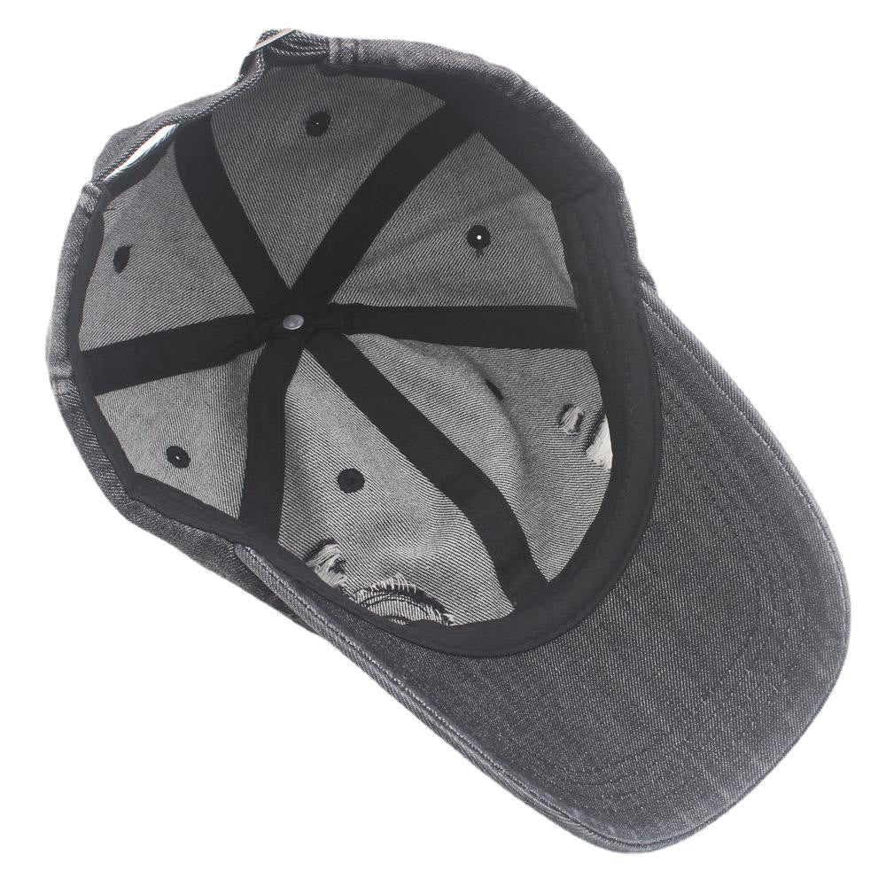 Retro Distressed Denim Ripped Detail Baseball Cap - Image 4