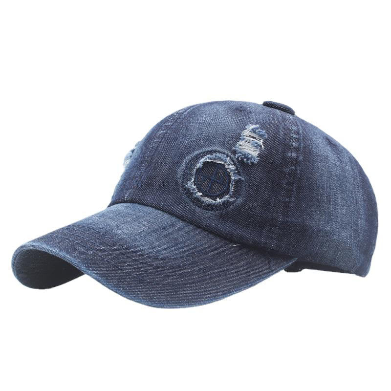 Retro Distressed Denim Ripped Detail Baseball Cap - Image 5