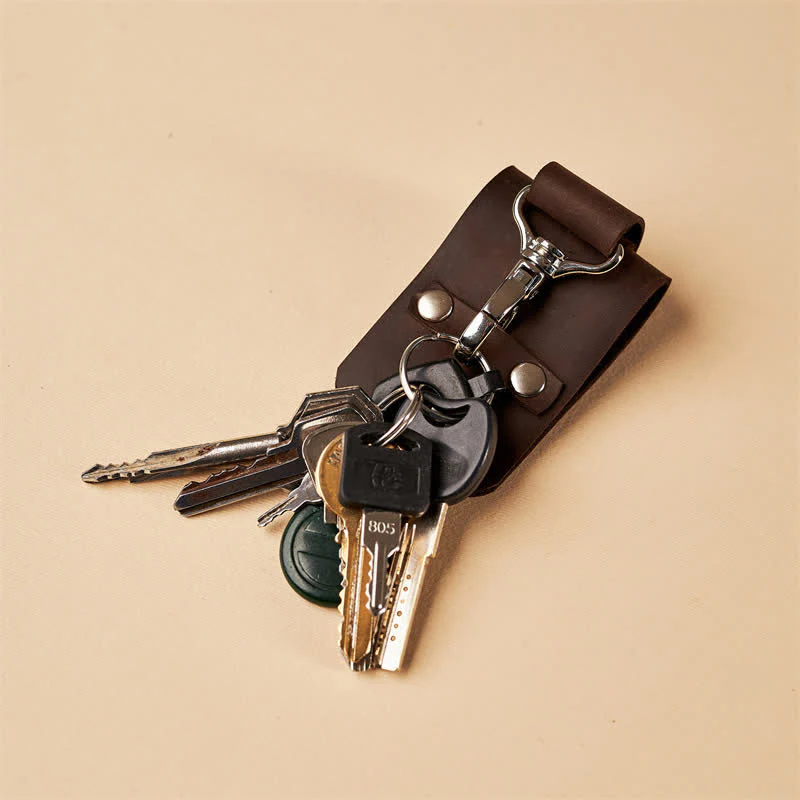 Retro Distressed Leather Belt Loop Keychain - Image 2
