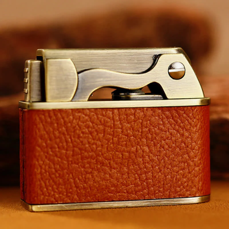 Retro Eagle Pattern Leather Refillable Kerosene Lighter - Image 6