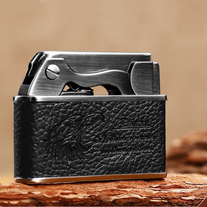 Retro Eagle Pattern Leather Refillable Kerosene Lighter - Image 8