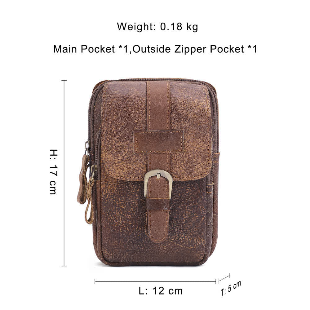 Retro Elegant Travel Fanny Pack Zipper Leather Belt Bag - Image 10