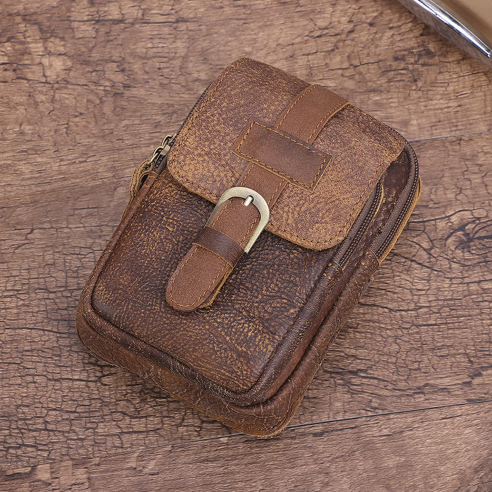 Retro Elegant Travel Fanny Pack Zipper Leather Belt Bag - Image 2
