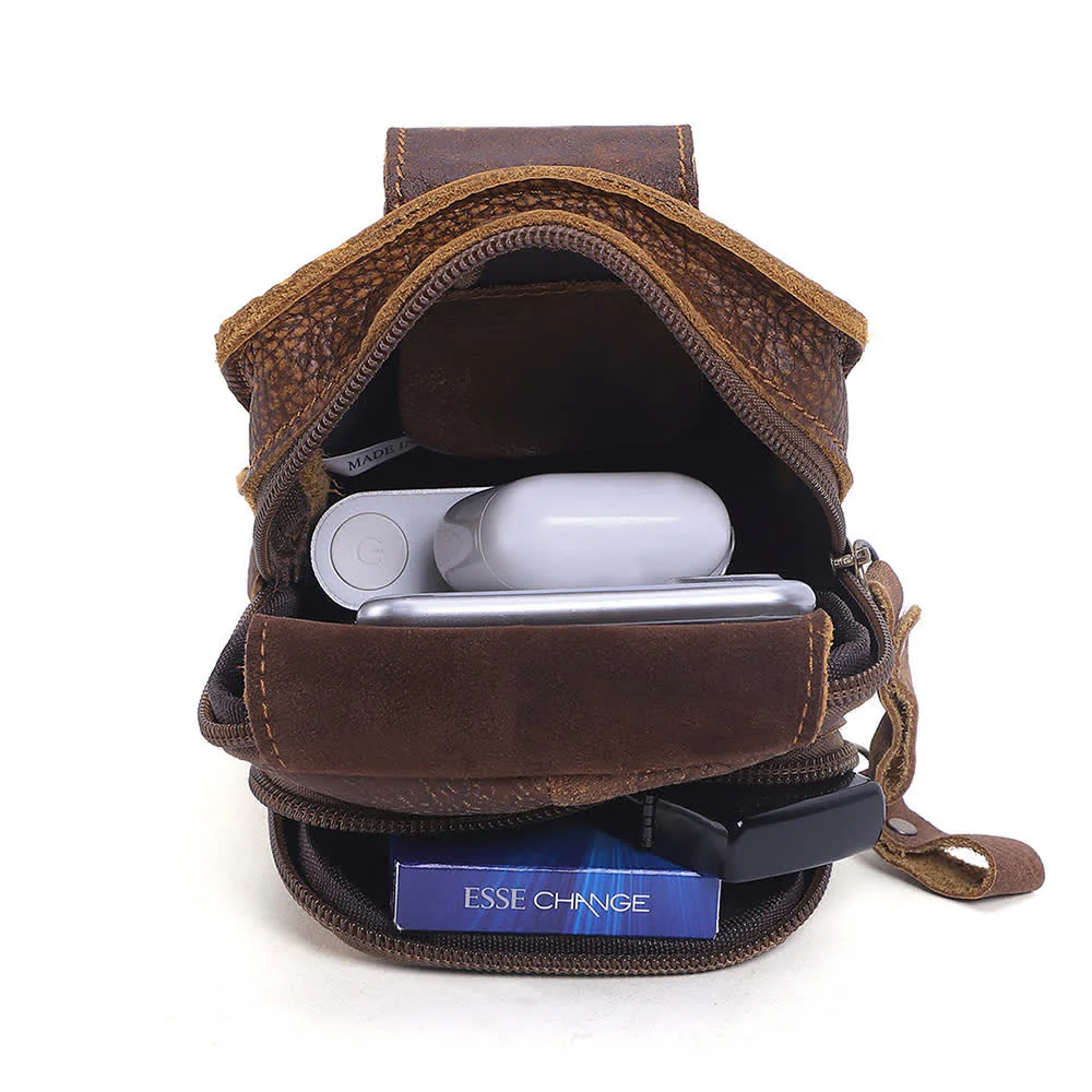Retro Elegant Travel Fanny Pack Zipper Leather Belt Bag - Image 5