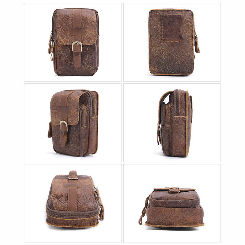 Retro Elegant Travel Fanny Pack Zipper Leather Belt Bag - Image 9