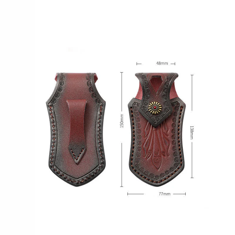 Retro Flip Cover Outdoor Activities Folding Knife Sheath Leather Belt Bag - Image 11