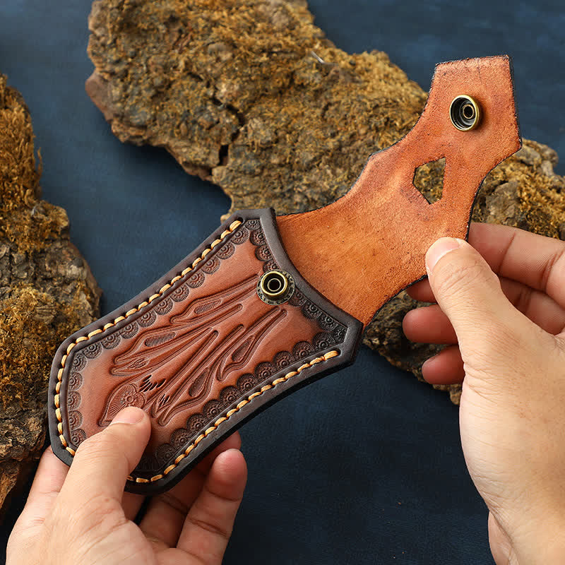 Retro Flip Cover Outdoor Activities Folding Knife Sheath Leather Belt Bag - Image 5