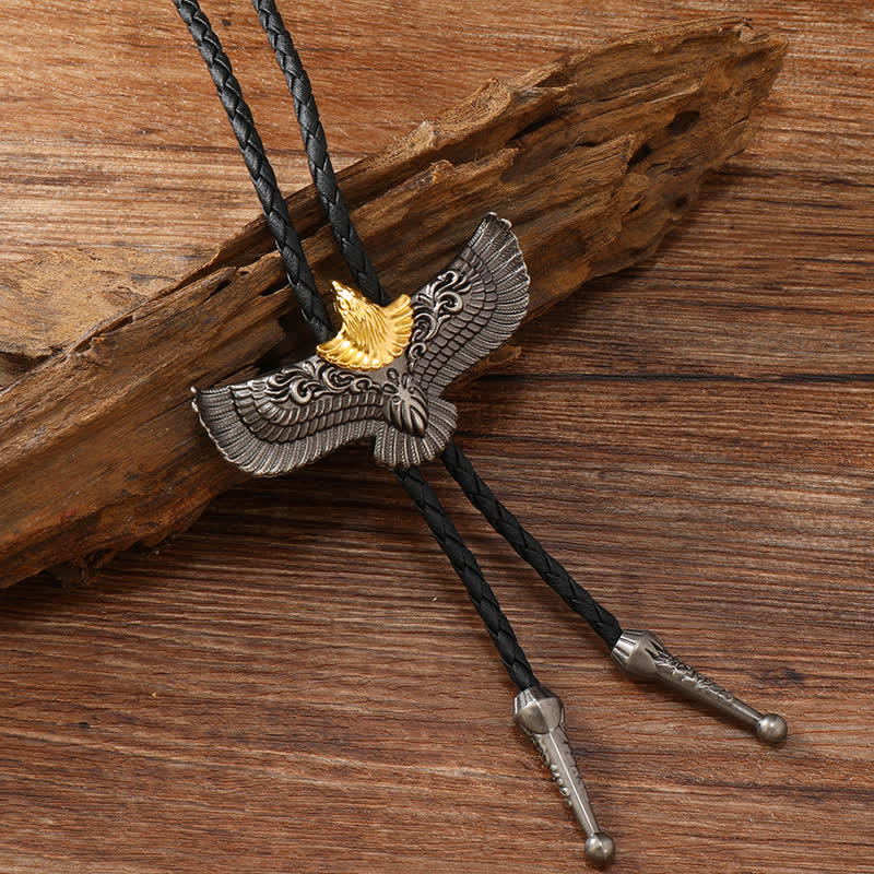 Retro Flying Eagle Spreading Wings Bolo Tie - Image 2