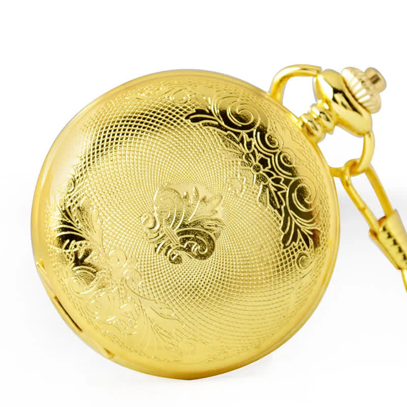 Retro Golden Mechanical Pocket Watch with Chain - Image 3