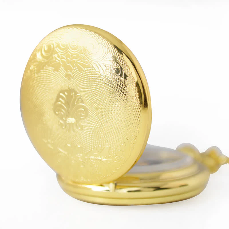 Retro Golden Mechanical Pocket Watch with Chain - Image 4