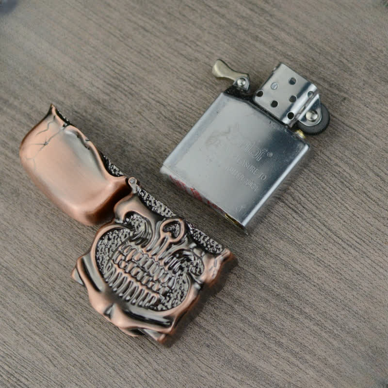 Retro Heavy Duty Armor Skull Refillable Kerosene Lighter - Image 11