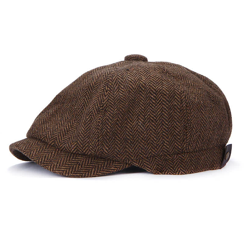 Retro Herringbone Octagonal Beret Hat - Image 10