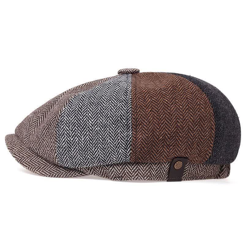 Retro Herringbone Octagonal Beret Hat - Image 4