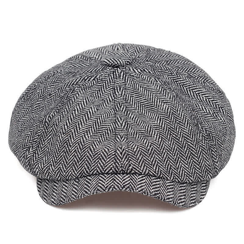 Retro Herringbone Octagonal Beret Hat - Image 8