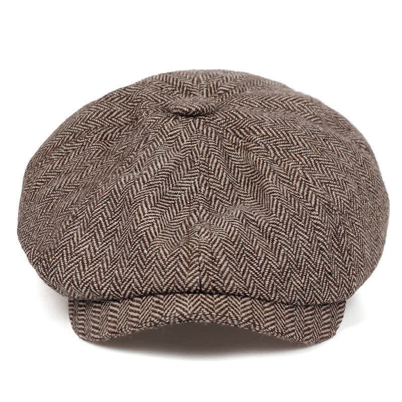 Retro Herringbone Octagonal Beret Hat - Image 9