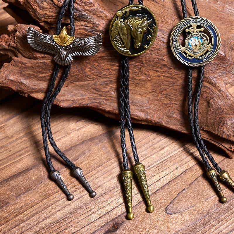 Retro Horse Flying Eagle Navy Anchor Bolo Ties Bundle Set - Image 5