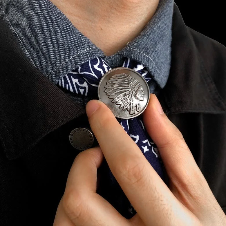 Retro Indian Men's Hiphop Coin Scarf Buckle - Image 2